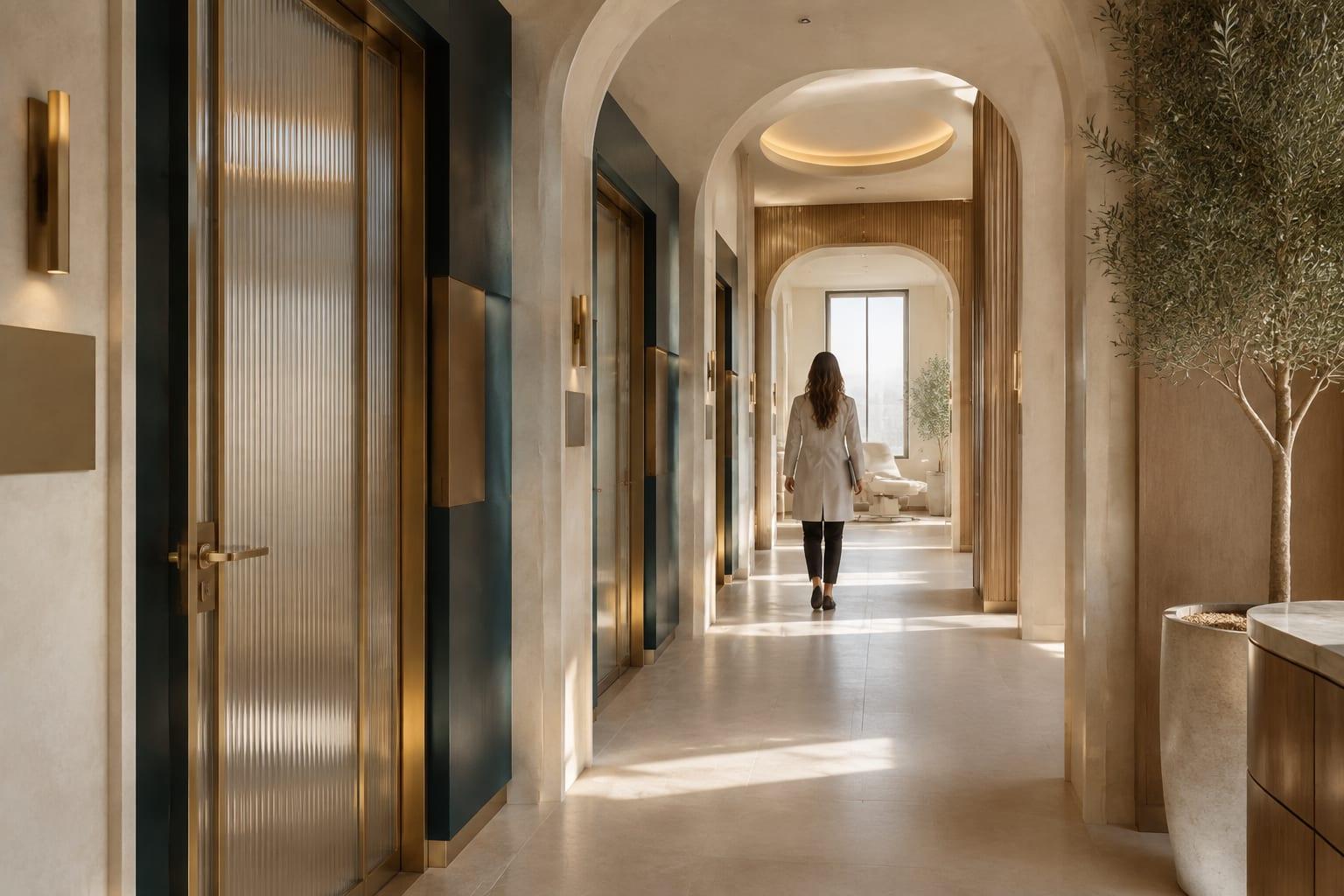 Architectural corridor of dedicated provider suites at Boulevard Wellness Suites